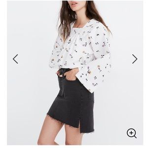 MADEWELL Black Denim Skirt with step hem